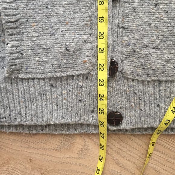 Irish Wool Aran Fisherman Cable Knit Keltic Cardigan Sweater sz M Grey - Picture 14 of 16